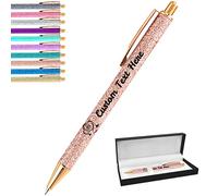 Aolun Personalised Pens with Name Custom Glitter Pen Bulk Customised Retractable Ballpoint Pens with Text Message for Women Nurses Writing Birthday Business Graduation_Black Ink