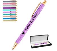 Aolun Personalised Pens with Name Custom Glitter Pen Bulk Customised Retractable Ballpoint Pens with Text Message for Women Nurses Writing Birthday Business Graduation_Black Ink