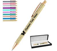 Aolun Personalised Pens with Name Custom Glitter Pen Bulk Customised Retractable Ballpoint Pens with Text Message for Women Nurses Writing Birthday Business Graduation_Black Ink