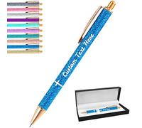 Aolun Personalised Pens with Name Custom Glitter Pen Bulk Customised Retractable Ballpoint Pens with Text Message for Women Nurses Writing Birthday Business Graduation_Black Ink