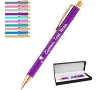 Aolun Personalised Pens with Name Custom Glitter Pen Bulk Customised Retractable Ballpoint Pens with Text Message for Women Nurses Writing Birthday Business Graduation_Black Ink