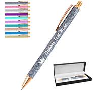 Aolun Personalised Pens with Name Custom Glitter Pen Bulk Customised Retractable Ballpoint Pens with Text Message for Women Nurses Writing Birthday Business Graduation_Black Ink