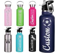 Aolun Personalised Water Bottles Custom Sports Water Bottles With Logo Name Engraved insulated water Flask with straw With Cover For Women Men (750ml/350ml)