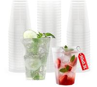 AOLUXLM 50 Plastic Cups Set 284 ml/10oz Premium Clear Hard Drinking Cup, Reusable Party Cups, Dishwasher Safe, Tumblers for Drinks, Dessert, Wedding, Birthdays, Party, New Year, Christmas