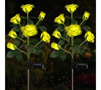 Aolyty 2 Pcs LED Solar Garden Roses Lights (Yellow)