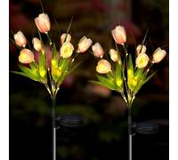 Aolyty 2 Pcs LED Solar Garden Tulip Lights (White-Purple)