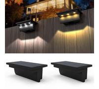 Aolyty 2Pcs LED Solar Wall Lights, Outdoor Deck Lights, IP65 Waterproof Stair Lights for Garden, Pathway, Fence, Yard (Double Light)