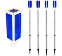 Aolyty 4pcs LED Outdoor Solar Lights, Warning Flash Light with 2 Lighting Modes, Waterproof Night Lamp for Garden Grave Patio Pathway (Blue)