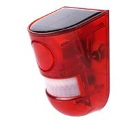 Aolyty Solar Motion Sensor Detector Siren Sound Alarm LED Warning Strobe Flashing Red Light Security Outdoor Waterproof Device Keep Animal Away for Home Warehouse Farm (Red Lampshade)