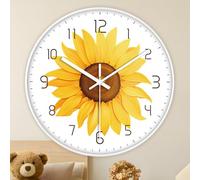 Aolyty Sunflower Wall Clock, Battery operated Quartz Clock, Indoor Decorative Clock for Bedroom, Office (12in)