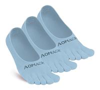 aomagic Toe Socks No Show for Women & Men Running Five Fingers Athletic Invisible Liner Socks, Moisture Wicking, 3 Pairs/Light Blue- No Show, M