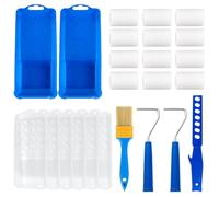 Aomaic 24Pcs Small Paint Roller and Trays Set, Includes Mini Foam Paint Roller, Roller Frames, Paint Trays, Paint Brush and Paint Stirrer for Walls Fence Narrow Places Painting and Renovation Projects