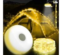 Aomaic Camping String Lights 20M Outdoor Waterproof Portable Stowable String Light Rechargeable Camping String Lights Reel USB for Outdoor Indoor Home RV Garden Patio