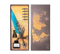 AOMAYLL Feather Pen Ink Set, Vintage Dip Pen, Calligraphy Pen with 5 Nibs and Black Ink, Perfect for Calligraphy Beginners (with Ink)