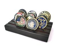 Aomcisi 4 Rows Coin Holder, Military Challenge Coin Display Holder Stand Wooden