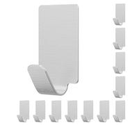 AOMEES 12PCS Self Adhesive Hooks, Heavy Duty Wall Hooks, Waterproof Stick On Hooks Stainless Steel, Sticky Hooks for Hanging Coat Towel, Perfect for Bathroom Kitchen