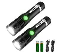 AOMEES 2PCS LED Torch Rechargeable,1400L Super Bright Adjustable Focus Flashlight,Waterproof Pocket Torch IPX6 Rated,Long Battery Life,4 Modes for Camping,Ultra-Bright Torches LED Super Bright