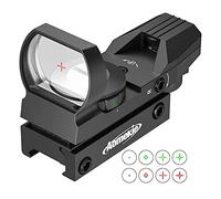 Aomekie 1X Red Dot Sight Airsoft Rifle Scope Multi-coated Lens Tactical 4 Reticles 5 Levels Brightness Green Red with 20mm/22mm Picatinny Rail Mount for Hunting Shooting