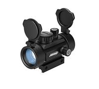 Aomekie 1X30 Riflescope Airsoft Green Red Dot Sight Scope 5 Brightness Levels with 11mm/22mm Weaver Picatinny Rail Mount and Flip up Lens Cover for Shooting Hunting