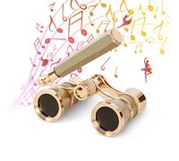 Aomekie 3X25 Opera Glasses Theatre Binoculars with Handle Compact Folding for Theater Concert Horse Racing Classical (Gold)