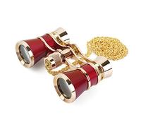 Aomekie Theatre Opera Glasses Binoculars 3X25 with Chain for Concerts Horse Racing Classical (Red)