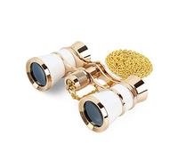 Aomekie Theatre Opera Glasses Binoculars 3X25 with Chain for Concerts Horse Racing Classical (White)