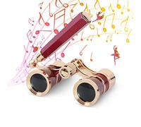 Aomekie Theatre Opera Glasses with Handle 3X25 Compact Folding Binoculars for Theater Horse Racing Classical (Red)