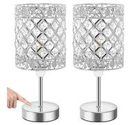 Aomeya Touch Control Crystal Table Lamp Set of 2,with 3-Way Dimmable Bedside Lamps for Bedroom Living Room E14 Base Bulb Included
