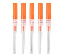 Aomhrek 5 Pcs Piercing Needles, Ear Piercing Needle with Tube Sleeve, Ear Piercing Kit Needle for Ears, Nose and Lips (Orange, 14G/1.6mm)