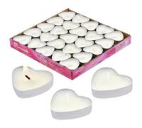 Aomhrek White Heart-Shaped Tealight Candles, White Tealight Candles, Romantic Decorations for Proposals & Valentine's Day, Pack of 50, Long-Lasting Paraffin Wax Candles