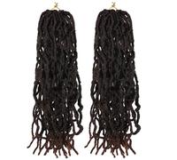 Aomig 18 Inch Soft Faux Locs Crochet Braids Hair, 2 Pcs Synthetic Pre-Looped Soft Dreadlocks, Braiding Hair Fashion Goddess, Locs Curly Wavy Hair Extensions for Women, African Roots Braid