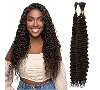Aomig 24 Inch Boho Braids Human Hair Extensions, Curly Braiding Hair Ocean Wave Crochet Hair, Curl Crochet Braids Pre-looped Synthetic Bohemian Faux Locs Crochet Braids Hair Extensions(50g*3pcs-4#)