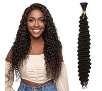 Aomig 24 Inch Boho Braids Human Hair Extensions, Curly Braiding Hair Ocean Wave Crochet Hair, Curl Crochet Braids Pre-looped Synthetic Bohemian Faux Locs Crochet Braids Hair Extensions(50g*2pcs-4#)