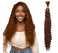 Aomig 24 Inch Boho Braids Human Hair Extensions, Curly Braiding Hair Ocean Wave Crochet Hair, Curl Crochet Braids Pre-looped Synthetic Bohemian Faux Locs Crochet Braids Hair Extensions(50g*2pcs-350#)