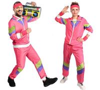 Aomig 80s Height of Fashion Shell Suit Costume, Unisex Adult Retro Tracksuit for Carnival, Halloween, Parties