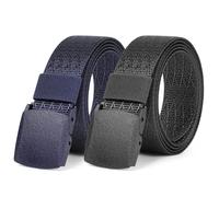 Aomig Adjustable Nylon Canvas Fabric Golf and Cut-To-Fit Web Belt, No Holes Invisible Buckle, Automatic Buckle, Suitable for Work and Travel (2PCS)