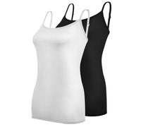 Aomig Basic Camisole Adjustable Strap Vest, 2 Pcs Womens Adjustable Strap Tank Tops, Women's Adjustable Spaghetti Strap Cami, Women's Slim-Fit Camisole, Basic Solid Stretch Undershirts(XXL)
