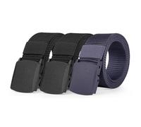 Aomig Belts for Men, Adjustable Nylon Canvas Fabric Golf Belt, Cut To Fit Canvas Web Belt Fits Anywhere, No Holes Invisible Belt for Men, Nylon Automatic Buckle Belt Suitable for Work and Travel(3PCS)