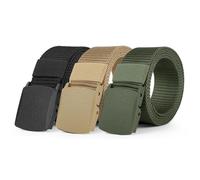Aomig Belts for Men, Adjustable Nylon Canvas Fabric Golf Belt, Cut To Fit Canvas Web Belt Fits Anywhere, No Holes Invisible Belt for Men, Nylon Automatic Buckle Belt Suitable for Work and Travel(3PCS)