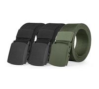 Aomig Belts for Men, Adjustable Nylon Canvas Fabric Golf Belt, Cut To Fit Canvas Web Belt Fits Anywhere, No Holes Invisible Belt for Men, Nylon Automatic Buckle Belt Suitable for Work and Travel(3PCS)