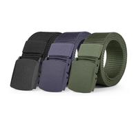 Aomig Belts for Men, Adjustable Nylon Canvas Fabric Golf Belt, Cut To Fit Canvas Web Belt Fits Anywhere, No Holes Invisible Belt for Men, Nylon Automatic Buckle Belt Suitable for Work and Travel(3PCS)