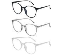 Aomig Blue Light Blocking Glasses, 3 Pcs Anti Blue Light Computer Gaming Glasses for Women Men, Lightweight Reading Eyewear Anti Glare Anti Eyestrain Fashion Transparent Eyeglasses