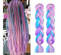 Aomig Braiding Hair Extensions, 2Pcs 4 Tone Colorful Braid Hair Extension, Jumbo Braids Hair Extension Synthetic Wig, Fashion Synthetic Braid Hair Extensions for Braiding Twist Braids Hair for Women