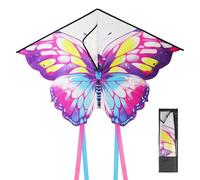 Aomig Butterfly Kite for Kids & Adults - Single Line Colorful Design with 2M Long Tail - Large 100 x 75cm Easy to Fly for Beginners, Outdoor Activities
