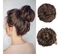 AOMIG Dark Brown Curly Wavy Messy Bun Hair Piece, Heat Resistant Synthetic Wire Material, Universal Size, Easy to Use and Adjust, Perfect for Parties, Dances, Shopping, Yoga, Weddings, Daily Use