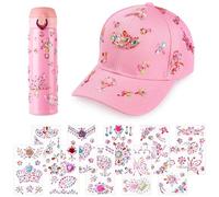 Aomig DIY Girls Baseball Cap, Kids Adjustable Snapback Cap with Thermo Flask & Glitter Gem Stickers,Unisex Baseball Cap Arts & Crafts, Sports Snapback Cap Birthday Present Halloween Chirstmas