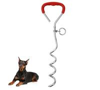 Aomig Dog Tie Out Stake Heavy Duty Dog Spiral Ground Stake Outdoor (Red)