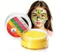 Aomig Face Body Paint Water Based Face Body Makeup Professional Face Palette Paint Single Cake Makeup Pigment Face Painting Supplies for Halloween Christmas Book Day Drama Stage Performance(Yellow)