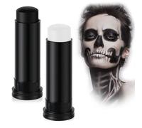 Aomig Face Paint Stick, Eye Face Body Paint Stick Colors Tube Waterproof Face Paint For Sports Baseball Softball Football Athletes Halloween Game Cosplay Costume Party Makeup Stick(Black+White)