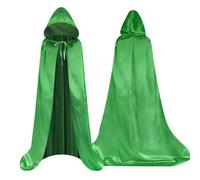 Aomig Green Hooded Cape Kids Long Robe Cloak, Kids Hooded Cloak For Halloween Cosplay, Witch Vampires Devil Costume Cosplay Fancy Dress Party, Christmas Fancy Cape (100cm/39.37in)